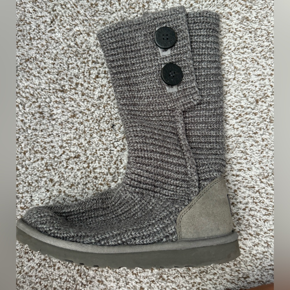 UGG Gray Knit Boots with Suede Accents